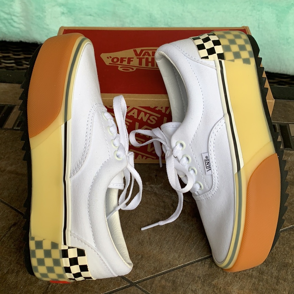 VANS ERA STACKED WHITE/CHECKERBOARD WMNS